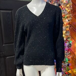 Elegant Black Sweater with White Specks XL LOFT NWT #EE